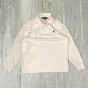 White Cream Polo Ralph Lauren white long sleeve polo shirt Mens Large